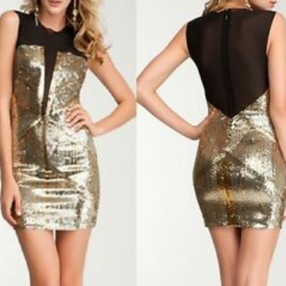 ✨Sparkle✨ bebe Sassy Sequined Holiday Bodycon Mini Dress - Picture 8 of 10